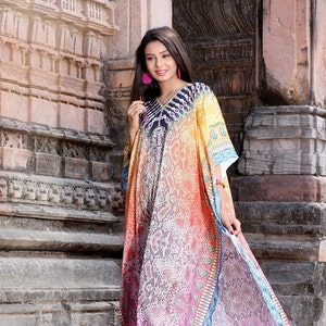 Womens Silk Caftan Beach Coverup Silk Dress Long Silk Caftan Silk Dress Beach Party Wear Kaftan