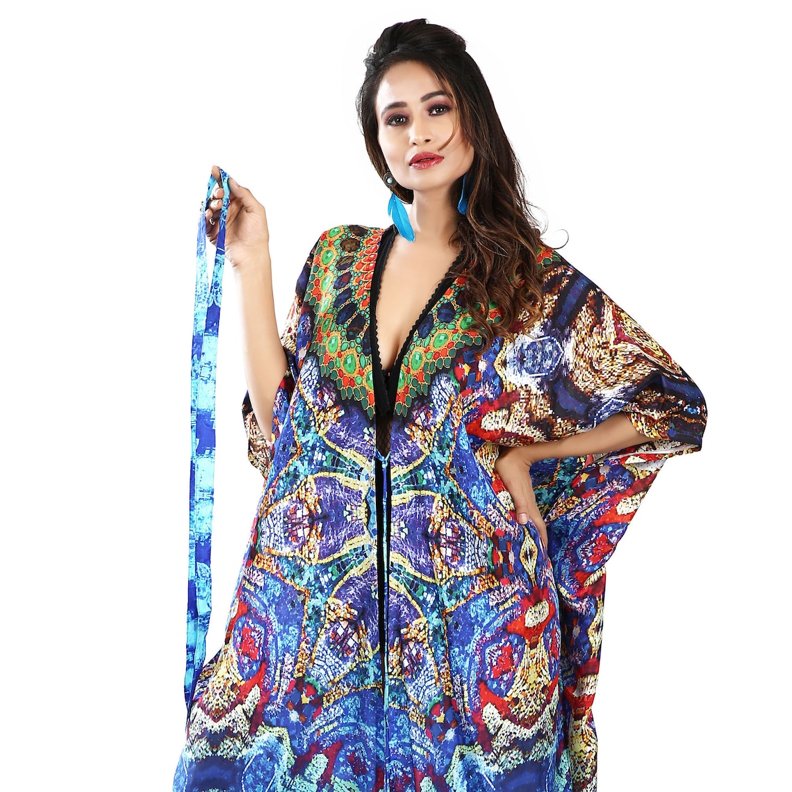 Hand Embellished Lace up Beach Cover up Silk Kimono Designer Etsy