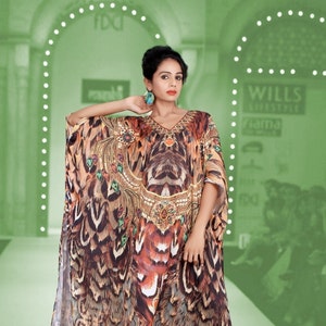 Show Your Wild Side with This Animal Print Silk caftan for a Stunning Leopard Appearance