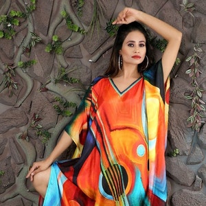 Resort wear caftan party dress oversized kaftan Picasso print silk caftan plus size stunning beach dress swimwear caftan kaftan silk dress