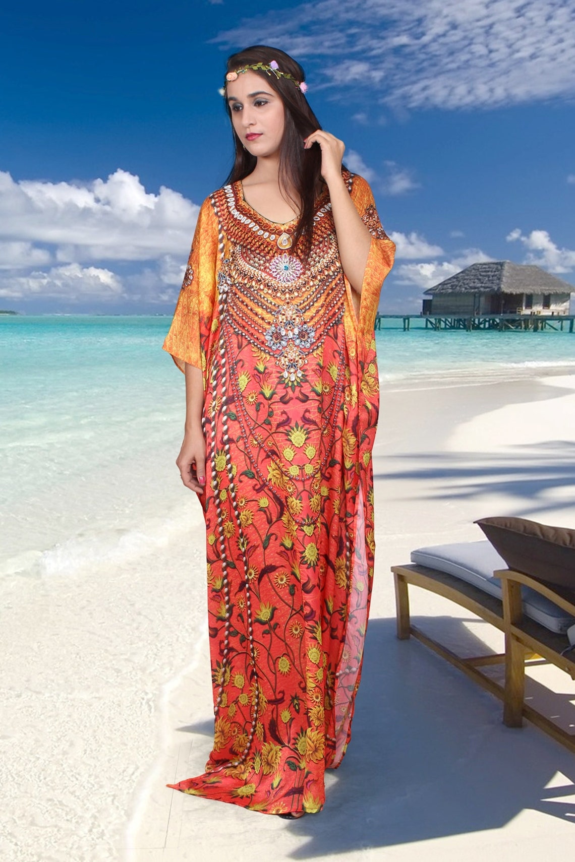 Dressy kaftan Designer Silk Kaftans Embellish Plus Size Silk Etsy