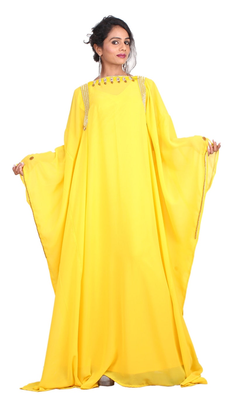 New 100/% Silk Georgette Two Piece Embellished Caftan Dress Wedding Kaftan