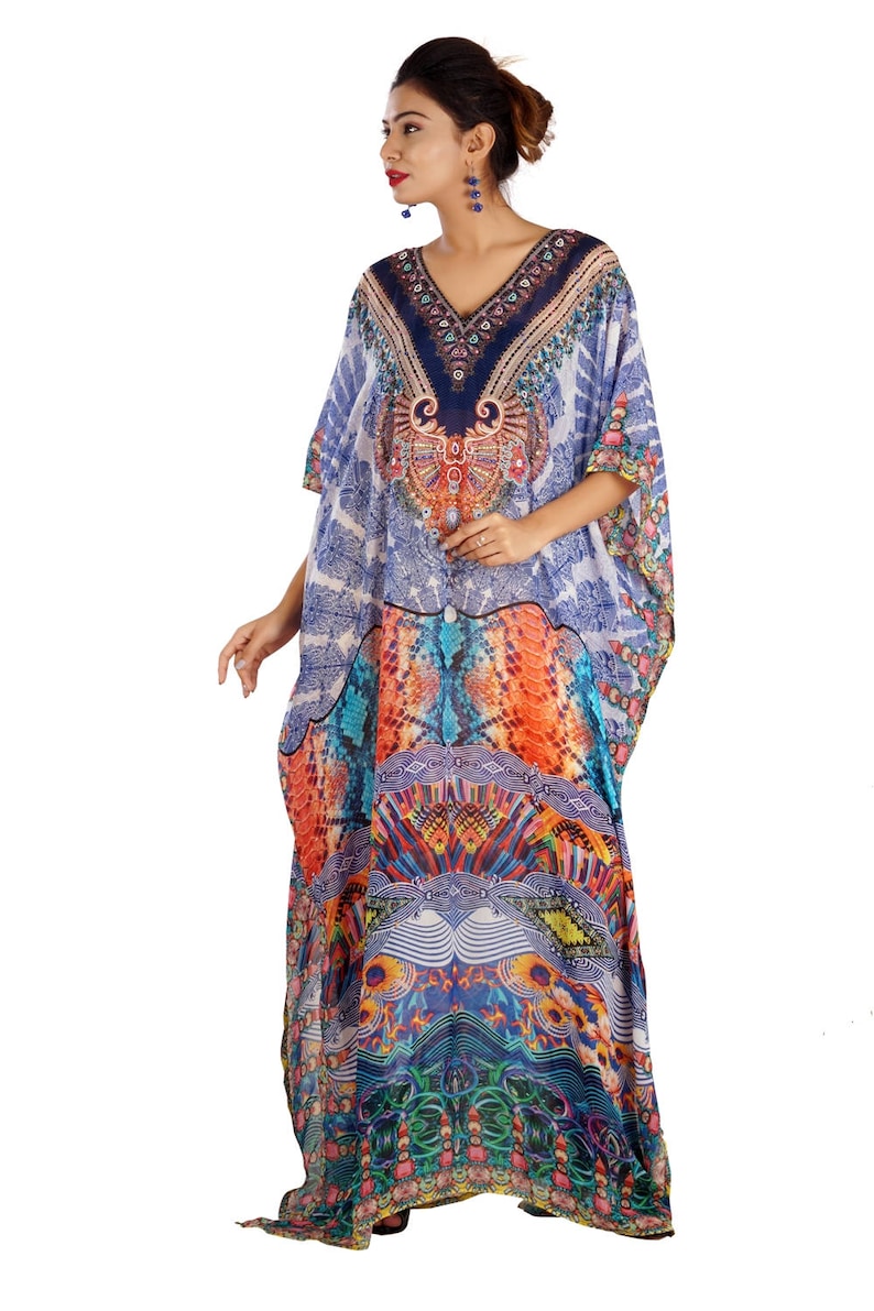 Hi end beach cover up beaded long silk kaftans for woman in sale 253
