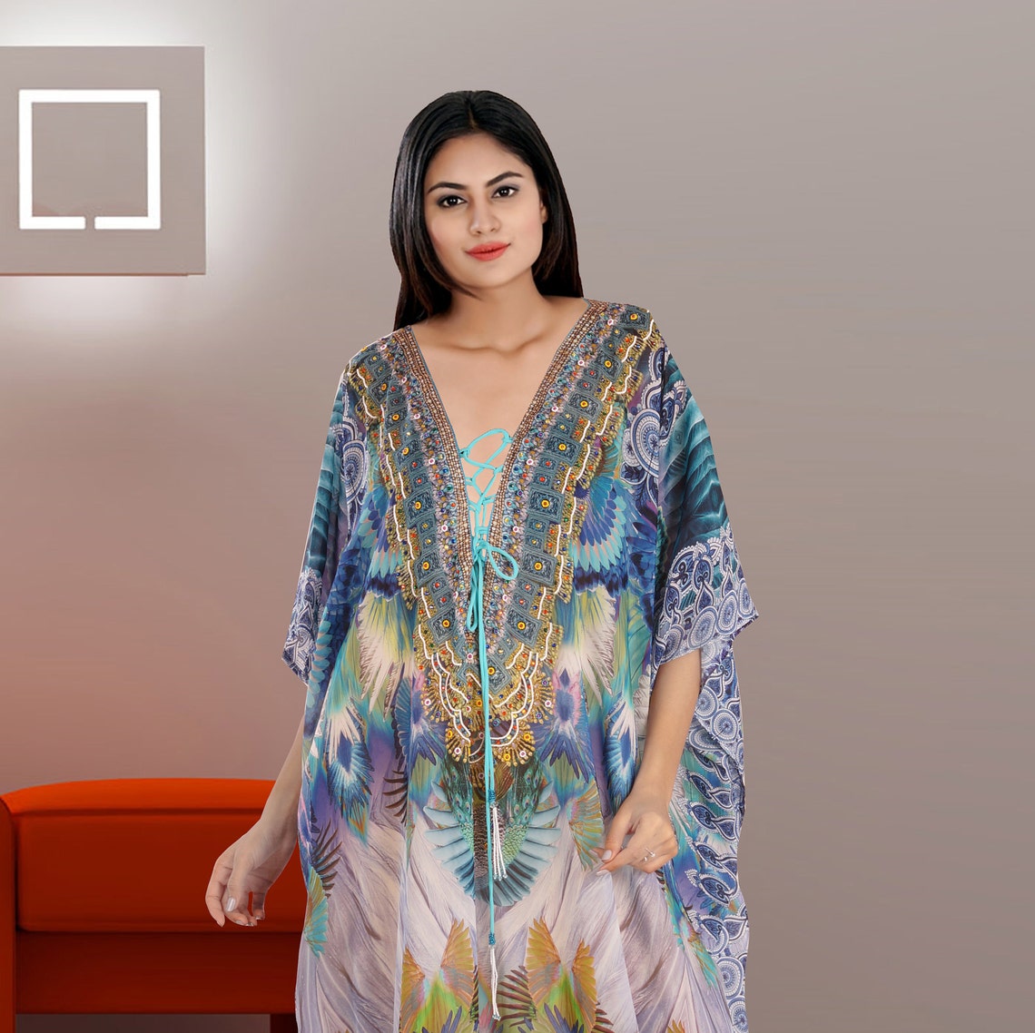 Plus size kaftan silk kaftan Long beach cover up kaftan dress Etsy