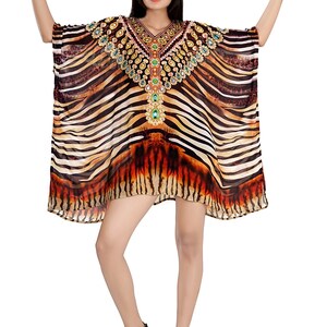PRC7695 Avatar Pure Silk Short Kaftan Tunic with Slits