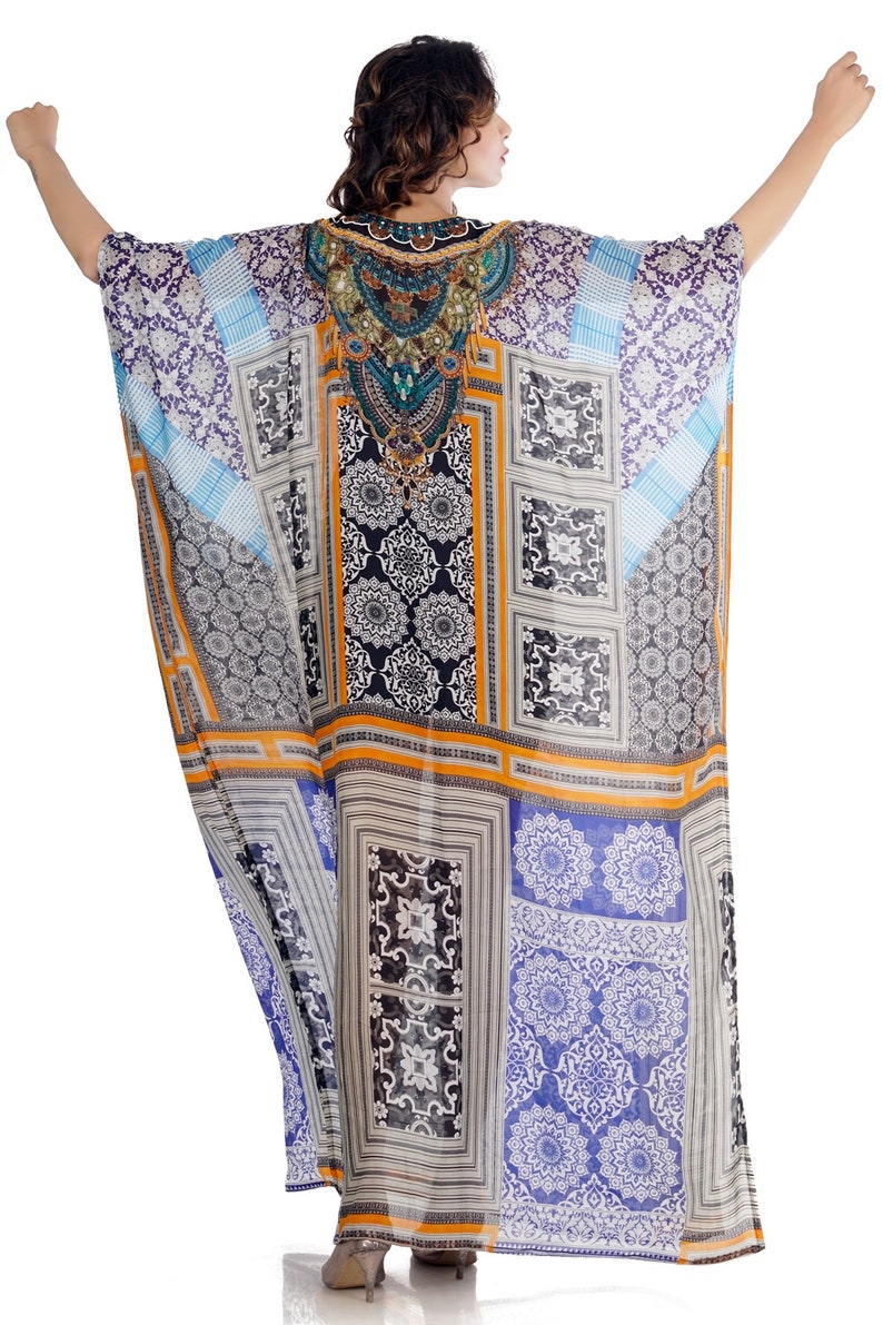 Sheer One Size 3/4 Sleeve Silk Kaftan Top (BQ200E) main image 1