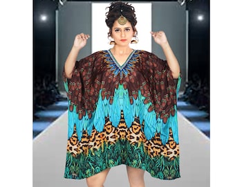 Handmade Silk Kaftan: Feather Style Beach Cover-Up