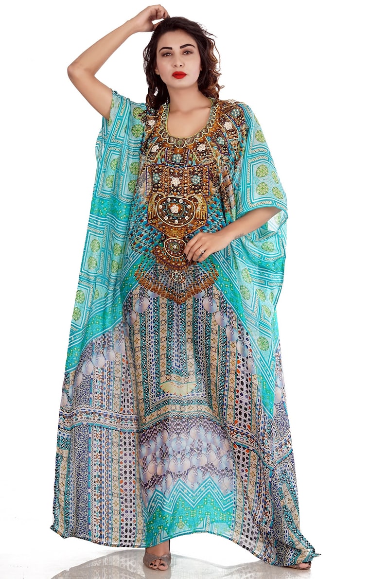 Beach dress for women Printed kaftan silk beach wear kaftan | Etsy