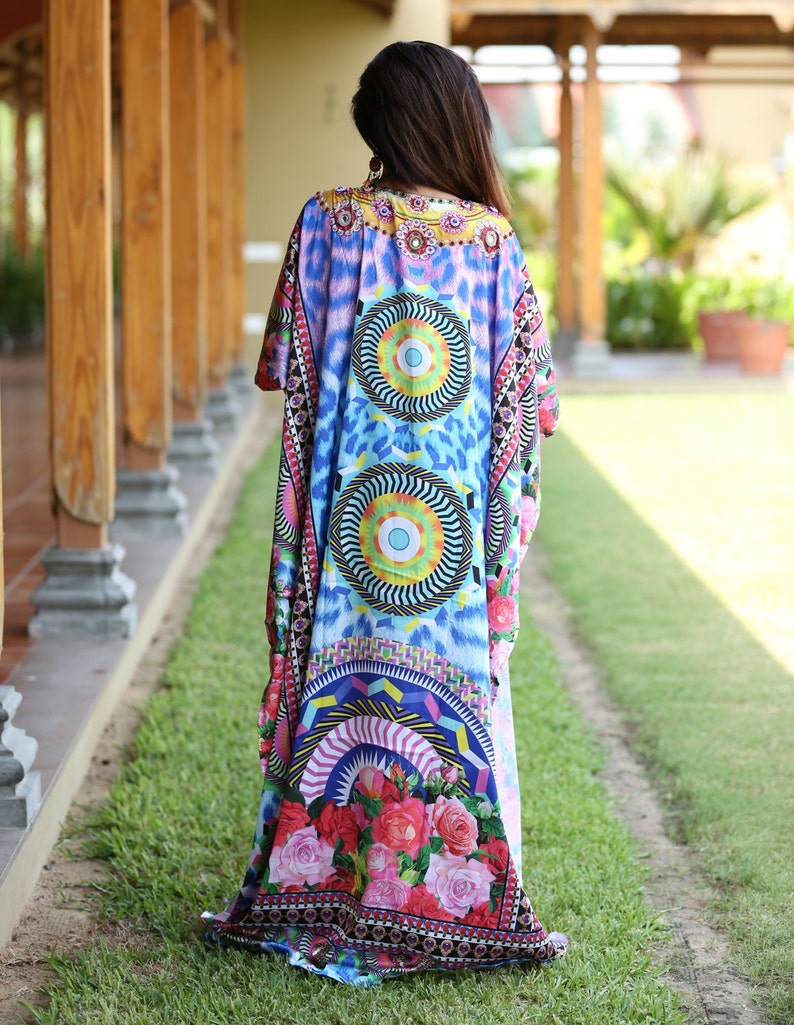 New Silk kaftan look /& feel embroider crystal beaded kaftan beach wear caftan 100