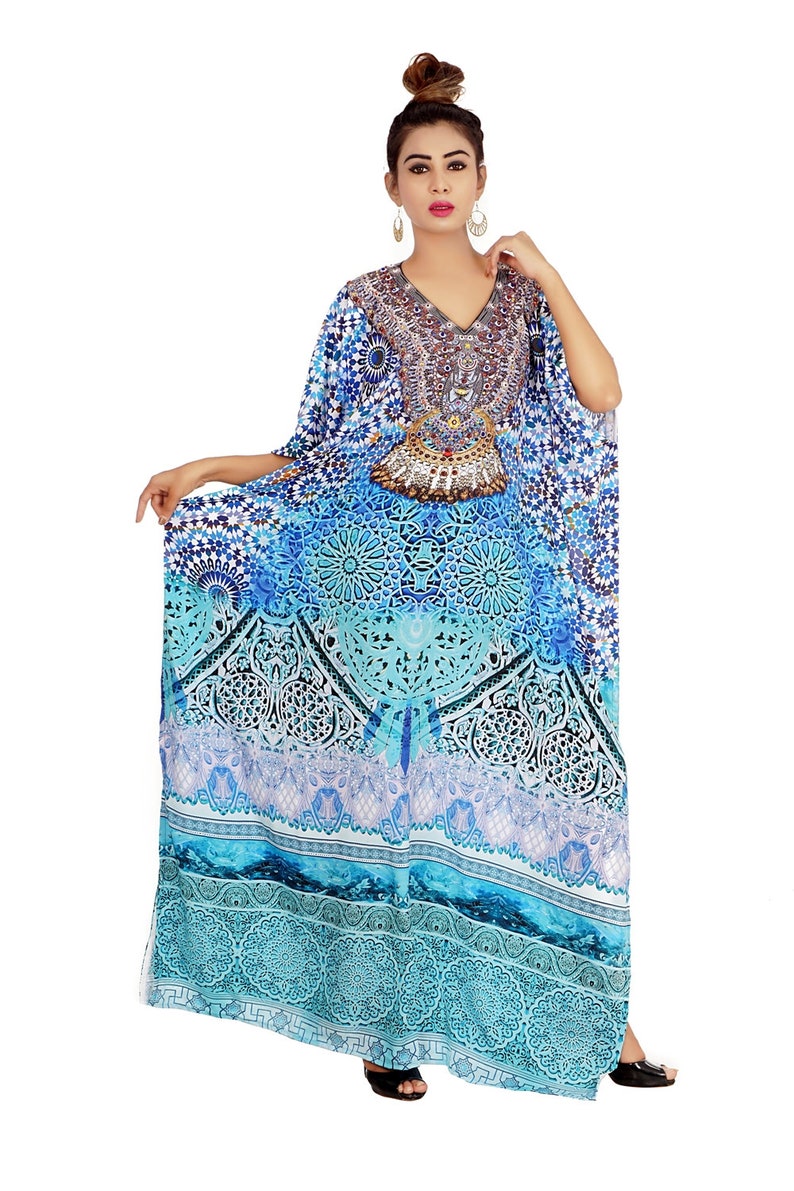 New Silk kaftan look /& feel embroider crystal beaded kaftan beach wear caftan 51