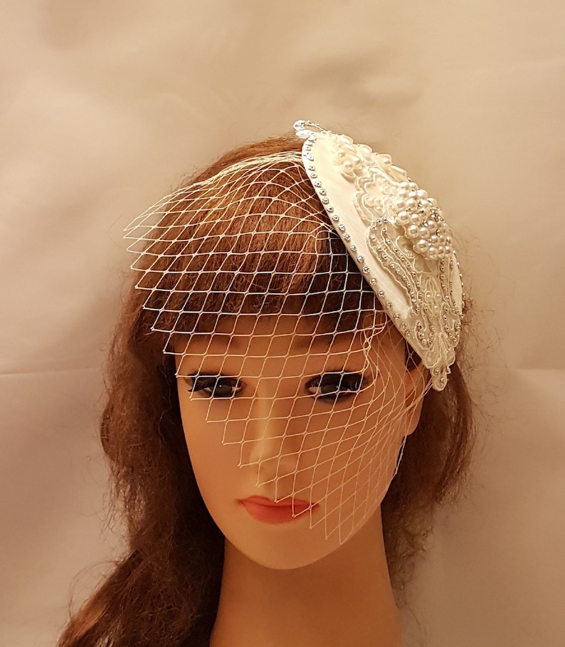 Birdcage Veil Hat Fascinator, Vintage 1940s50s Fascinator, Veil Hat