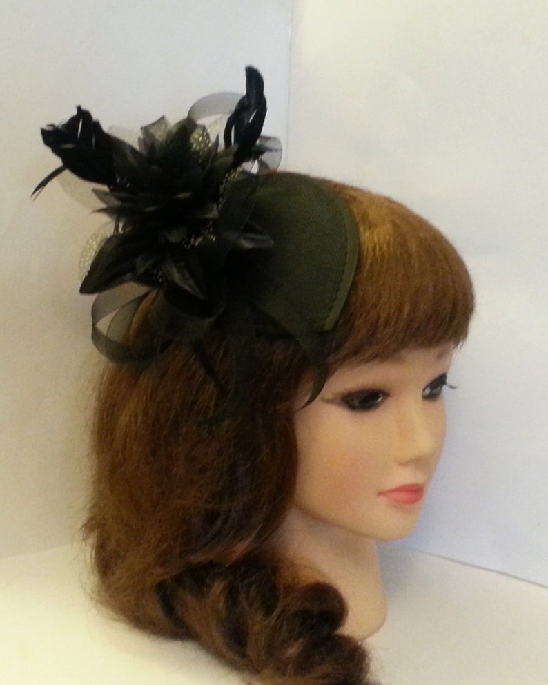 Black fascinator 40s50s Fascinator Hat. Black Tear drop hat Etsy