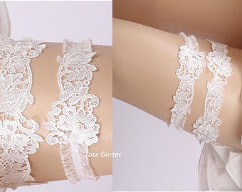 Wedding Garter  Bridal Garter  Keepsake Garter   Toss Garter  set of 2 lace embrodery, Pearl garter. R-L-XL