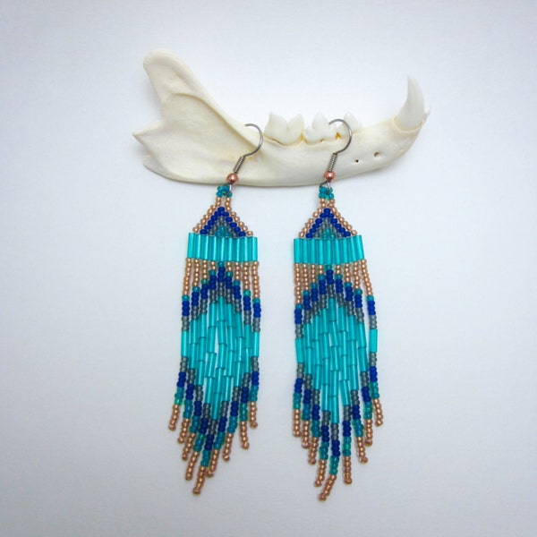 Modern Native American Beaded Earrings, Hawaiian Vibes