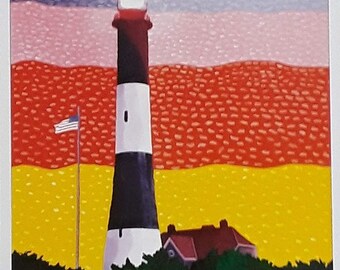 Faro de Fire Island con Rainbow Sky 11x14 Fine Art Print