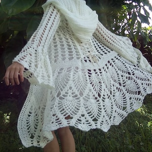 Pattern: Fairy Queen Coat / Wrap Dress or Cardigan / Bridal / Pineapple crochet / PDF download image 5