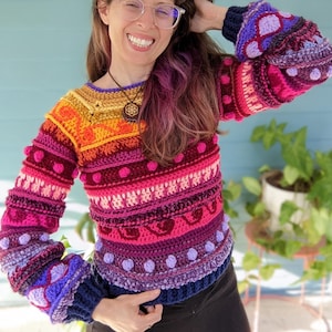 Pattern: Folklore Sweater Shrug / Crochet sweater crop top bolero shrug pattern / PDF and Video