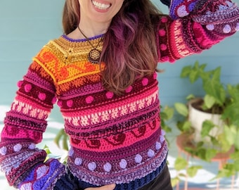 Folkloristisch gehaakte trui schouderophalend patroon: getextureerde crop-top bolero (pdf en video)