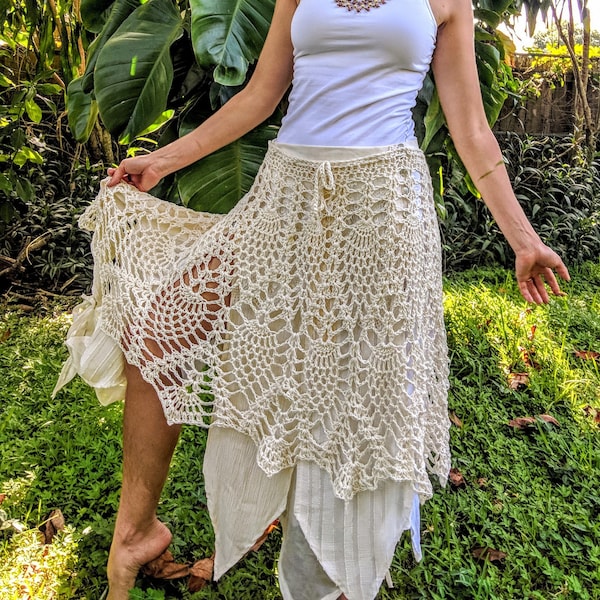 Pattern: Pineapple Lace Drawstring Skirt / Lace Layer / Beach Cover up / PDF download