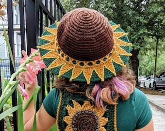 Pattern: Flower Forager Sunhat / Crochet wide brimmed sunhat / PDF download