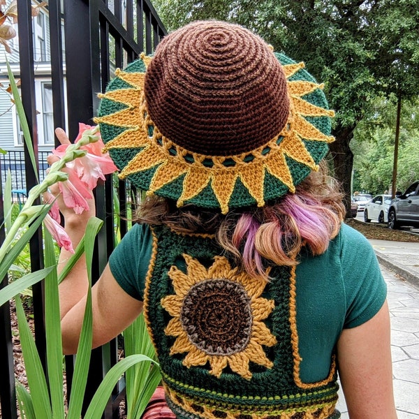 Pattern: Flower Forager Sunhat / Crochet wide brimmed sunhat / PDF download