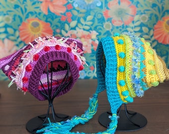 Pattern: Cat Sith Beanie / Cat eared square crochet beanie hat