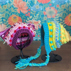 Padrão: Gorro Cat Sith / Gorro quadrado de crochê com orelhas de gato