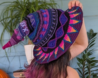 Pattern: Radiant Witch Hat / Pointed Slouchy Witch's Hat / Crochet pattern