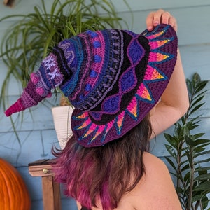 Pattern: Radiant Witch Hat / Pointed Slouchy Witch's Hat / Crochet pattern