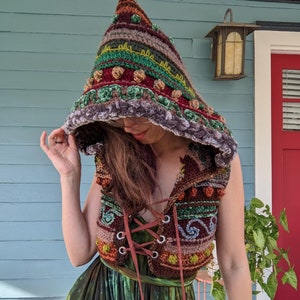PATTERN: Fae Pixie Vest / Crochet Hooded Vest / PDF download