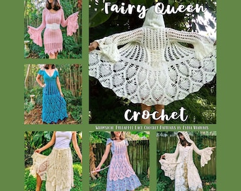 Fairy Queen Crochet: Whimsical Pineapple Lace Crochet Patterns / Coat, Dress, Apron, Skirt, Shawl, Crop Top, Maxi Vest / Inclusive Sizing