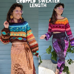 Pattern: Folklore Sweater Shrug / Crochet sweater crop top bolero shrug pattern / PDF and Video