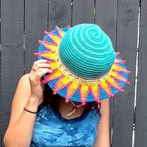 Pattern: Flower Forager Sunhat / Crochet wide brimmed sunhat / PDF download