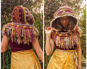 Pattern: Lion Mane Fringed Hood / Hooded Scarf / Scoodie