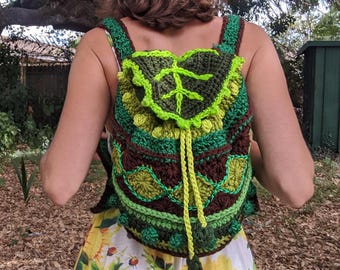 Pattern: Elemental Drawstring Bag / Crochet tote backpack sling bag mochilla / PDF download