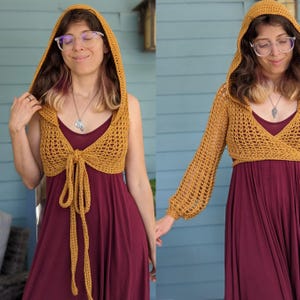 Pattern: Goldenrod Wrap Top / Crochet top pattern / Optional hood and sleeves