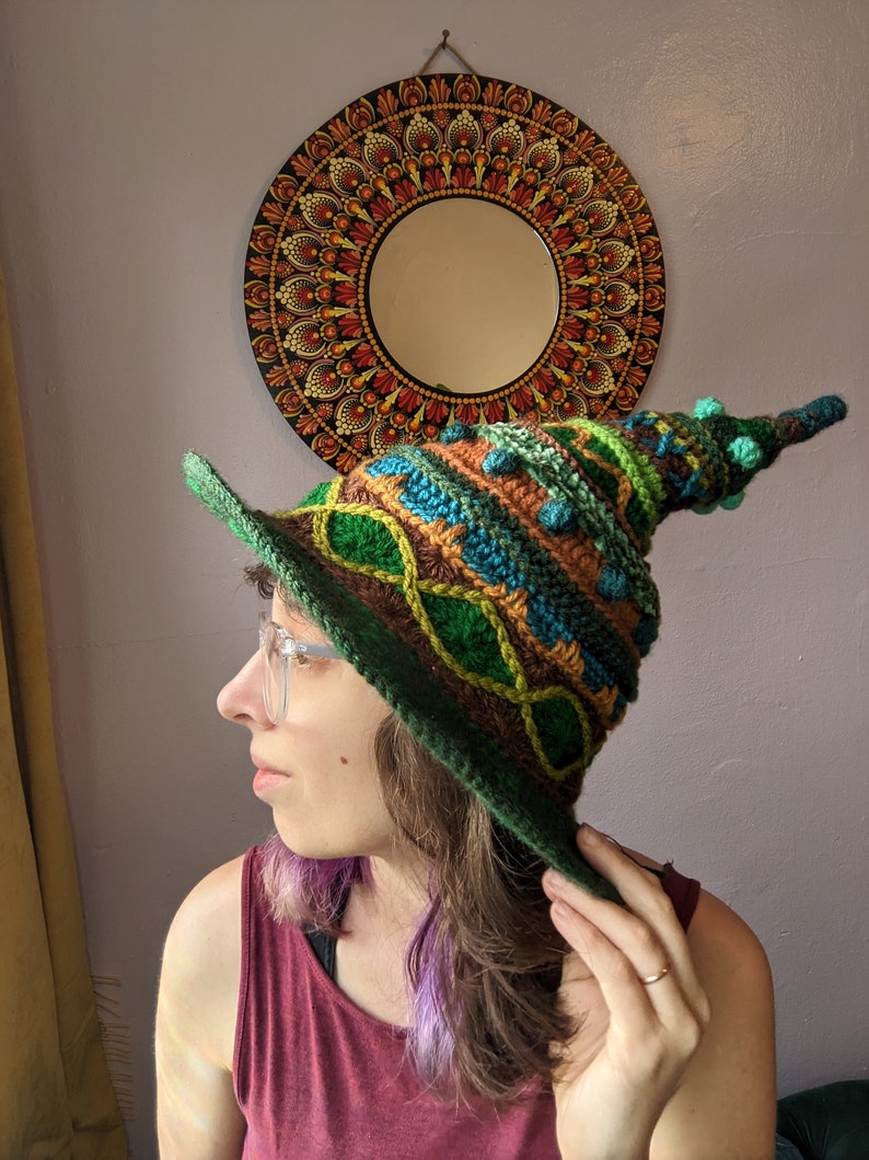 Pattern: Spellworker Witch's Hat / Crochet pointed witch hat image 7