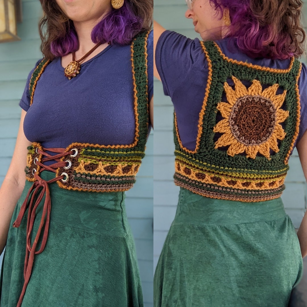 Flower Forager Crochet Sunflower Corset Vest Pattern: Underbust