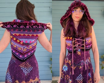 PATTERN: Fae Pixie Vest / Crochet Hooded Vest / PDF download