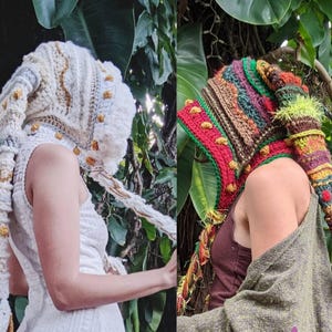 PATTERN: Fae Elf Hood / Long Pixie Hood / Freeform crochet / Crochet hat / PDF download