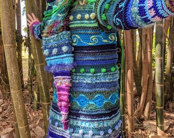 Patron : Technicolor Dream Coat / Crochet de forme libre / Téléchargement PDF