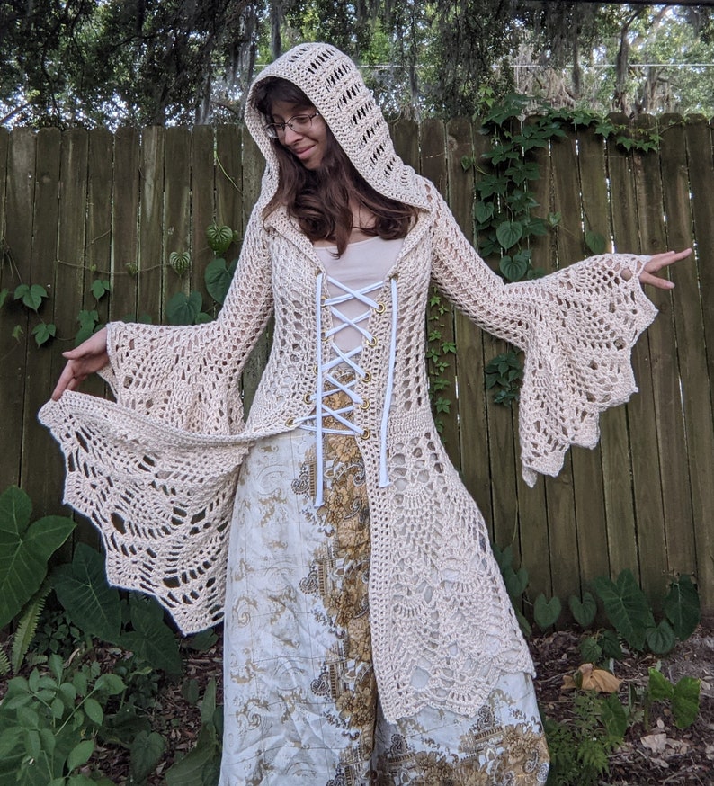 Pattern: Fairy Queen Coat / Wrap Dress or Cardigan / Bridal / Pineapple crochet / PDF download image 2