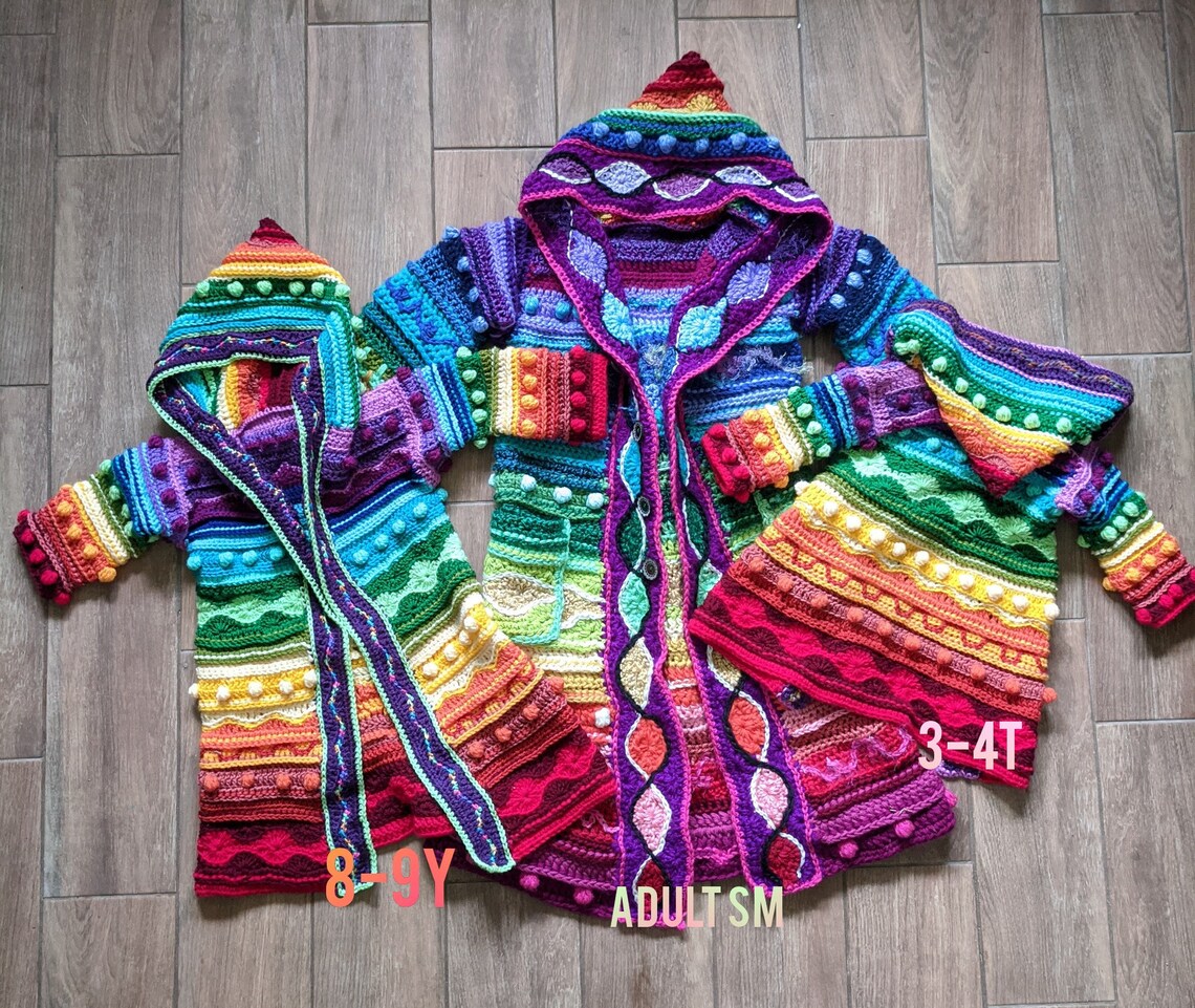 Pattern: Child's Technicolor Dream Coat / Toddler to Children's Crochet ...
