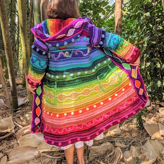 Pattern: Technicolor Dream Coat / Freeform Style Crochet / PDF