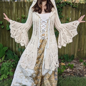 Pattern: Fairy Queen Coat / Wrap Dress or Cardigan / Bridal / Pineapple crochet / PDF download image 1