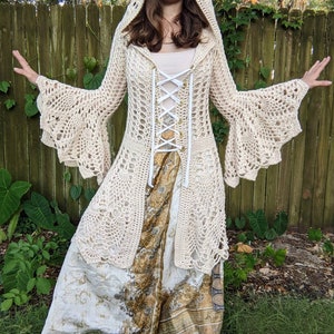 Pattern: Fairy Queen Coat / Wrap Dress or Cardigan / Bridal / Pineapple crochet / PDF download image 1