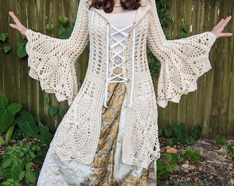 Pattern: Fairy Queen Coat / Wrap Dress or Cardigan / Bridal / Pineapple crochet / PDF download