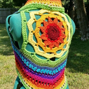 PATTERN: Sunflower Mandala Crochet Vest / Circle vest / PDF download image 2