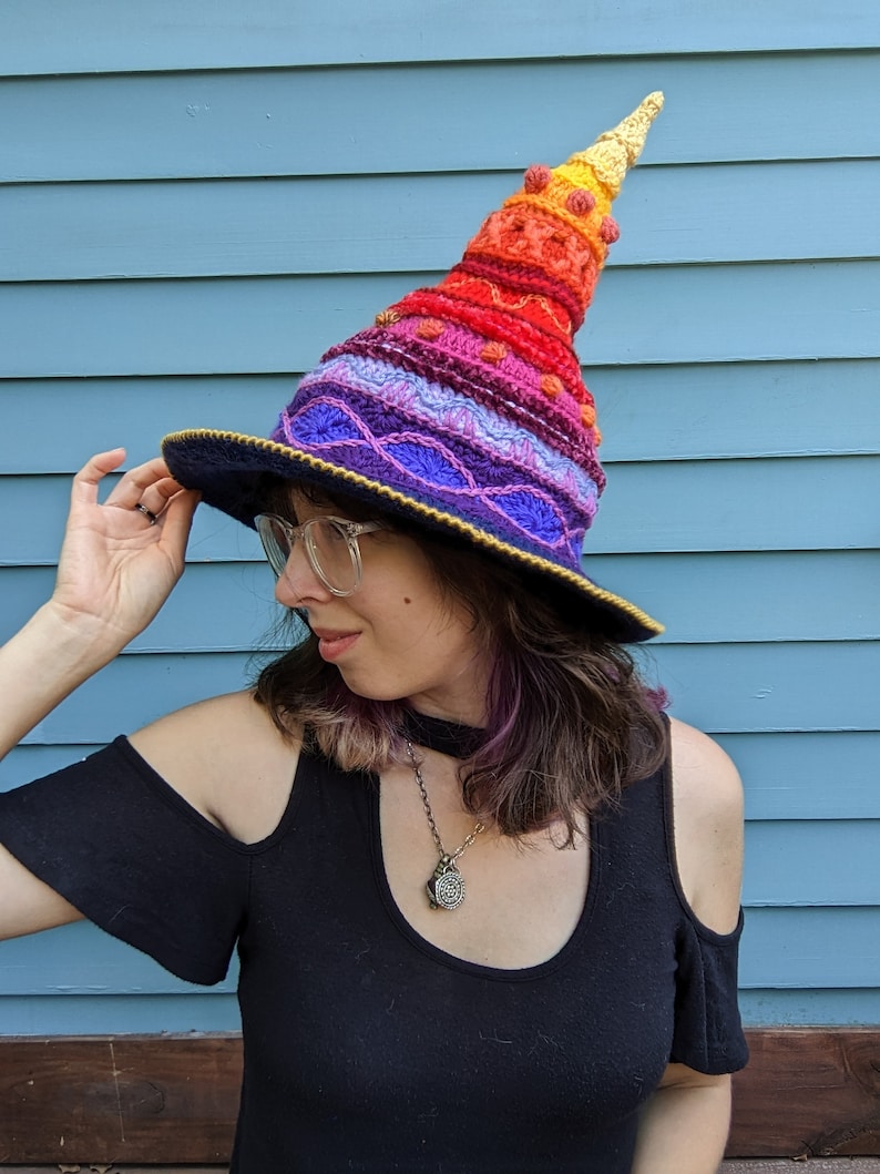 Pattern: Spellworker Witch's Hat / Crochet pointed witch hat image 3