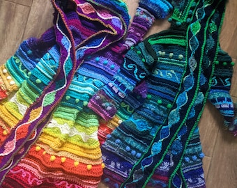 Pattern: Technicolor Dream Coat / Freeform style crochet / PDF download